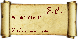 Psenkó Cirill névjegykártya